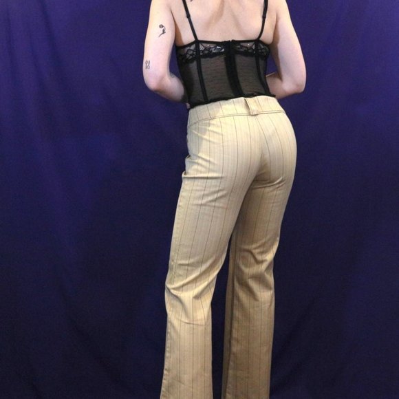 Le Chateau Beige Pin Stripe Flare Pants - Picture 4 of 4